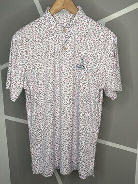 Peter Millar Featherweight Crabs & Craps Golf Polo Men’s Small Pinehurst Logo